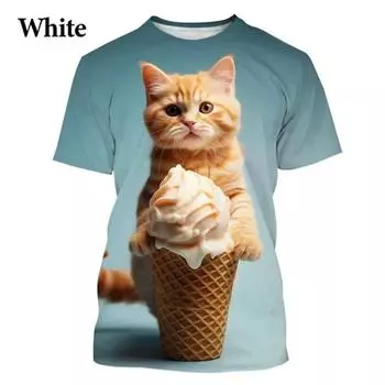 Трендовая футболка с 3D милым животным и котом, детская забавная уличная одежда с короткими рукавами, модная одежда в стиле Харадзюку, винтажные футболки для мужчин, топы 5XL
