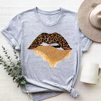 Трендовая футболка с милым стилем губ, модная футболка, одежда, повседневная милая женская футболка с коротким рукавом 90-х годов с принтом, женская футболка с рисунком S