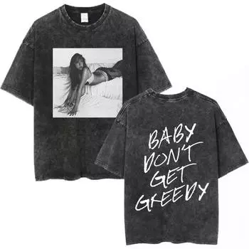 Трендовая футболка Tate Mcrae Greedy Album Tour Merch для мужчин и женщин, винтажная потертая футболка с коротким рукавом, свободный повседневный топ S
