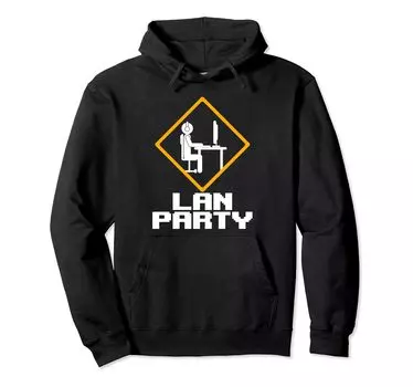 Трендовая игровая гарнитура Lan Party Gaming Computer Gamer Sayings Hoodie чёрный