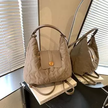 Трендовая иностранная стильная нишевая алмазная многофункциональная большая сумка новая модная простая большая вместительная сумка на одно плечо с двойной спинкой чёрный