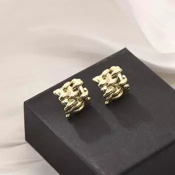 Трендовая металлическая текстура, универсальный темперамент, плетение серебряной иглой, ретро стиль, холодные серьги-пусеты для женщин