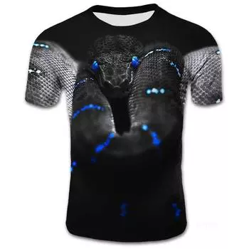 Трендовая мужская футболка Black Mamba Snake 3D Cool Printed Style Casual Loose Summer T Shirts S