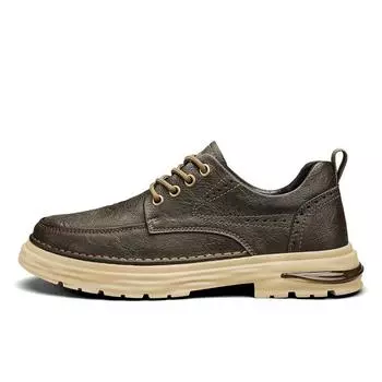 Трендовая мужская обувь Кожаные туфли с низким верхом Кроссовки на плоской подошве Повседневная обувь Модная повседневная и трендовая мужская обувь 39 хаки
