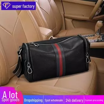 Трендовая мужская сумка-мессенджер из натуральной кожи - повседневная, модная, первый слой коровьей кожи, небольшой размер для поездок на работу size 16 чёрный