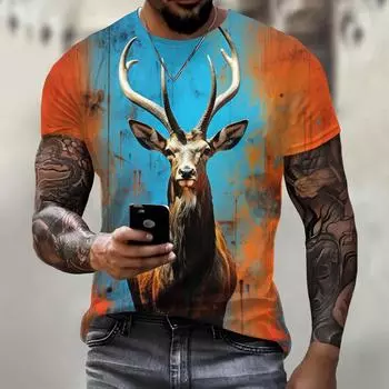 Трендовая одежда Harajuku, повседневная, забавная, с 3D-принтом животных, мужская футболка, уличная, с круглым вырезом, с коротким рукавом, летняя мода, дышащие топы S