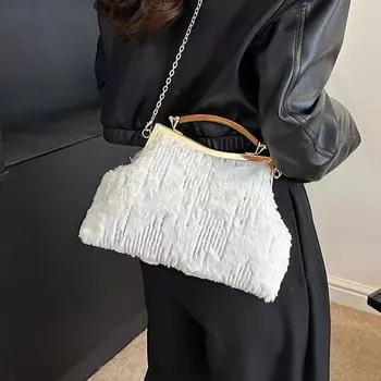 Трендовая плюшевая сумка через плечо 2024 года, новая сумка на осень, модная сумка-мессенджер в иностранном стиле, повседневная сумка через плечо для поездок на работу чёрный