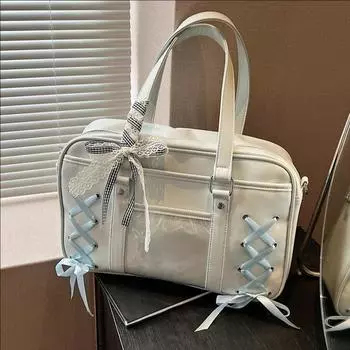 Трендовая японская школьная сумка в стиле Jk Uniform, большая вместимость, сумка через плечо для занятий и поездок на работу, повседневная портативная сумка-тоут жёлтый