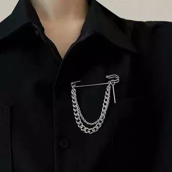 Трендовая ретро-цепочка-булавка-брошь уличная модная металлическая декоративная хип-хоп-костюмная фурнитура A