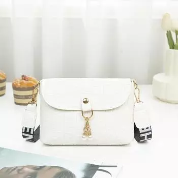 Трендовая сумка для мобильного телефона с каменным узором, свежий и простой жемчужный кулон, женская сумка через плечо на одно плечо белый