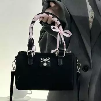 Трендовая сумка High-End Boston Bag Niche Girl Heart Bow Portable Commuter Shoulder Oblique Span Bag