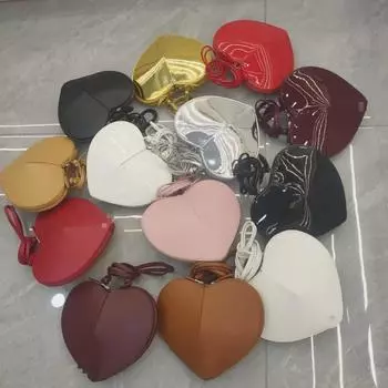 Трендовая сумка Love Bag в форме сердца из натуральной кожи персикового цвета 2024 года — высококачественная маленькая сумка через плечо и через плечо 21x2x19 cm