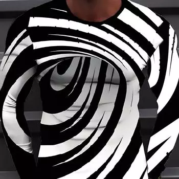 Трендовая визуальная иллюзия 3D цифровой узор принт мужская графическая футболка повседневные футболки с длинным рукавом пуловеры топы мужская одежда весна-осень S