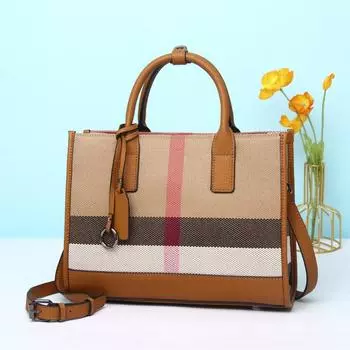 Трендовая женская клетчатая сумка-тоут 2024: Европейский и американский стиль, универсальная наплечная сумка кроссбоди 30x13x22cm