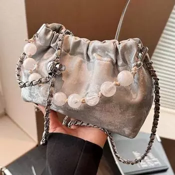 Трендовая женская новая сумка-цепочка с мятым дизайном Pearl Cloud, модные сумки через плечо для отдыха, сумки-пельмени в корейском стиле, сумки через плечо