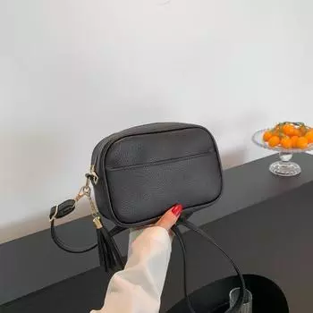 Трендовая женская сумка 2024 года, новая однотонная сумка-мессенджер из искусственной кожи, женская маленькая сумка, женская сумка через плечо, маленькая квадратная сумка чёрный