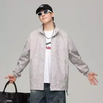 Трендовое повседневное пальто мужское весна и осень новая свободная уличная мода подростковая простая куртка Tide M серый