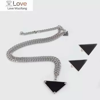 Трендовое треугольное ожерелье для женщин, роскошные дизайнерские подвески, серьги-гвоздики для вечеринок в стиле хип-хоп, браслет-клипса, модные ювелирные изделия