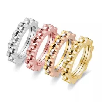 Трендовое высококачественное кубинское кольцо-цепочка из нержавеющей стали в форме цветка для женщин и мужчин, ювелирные изделия в подарок на день рождения 6 золотой