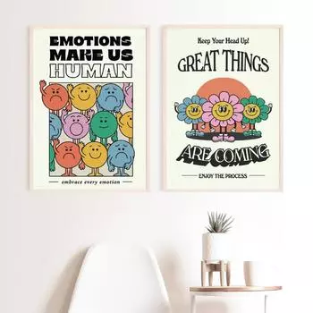 Трендовые эмоции делают нас людьми, грядут великие дела, цитаты, настенное искусство, настенное искусство, холст, живопись, постеры для гостиной, домашний декор 21x30cm No Frame