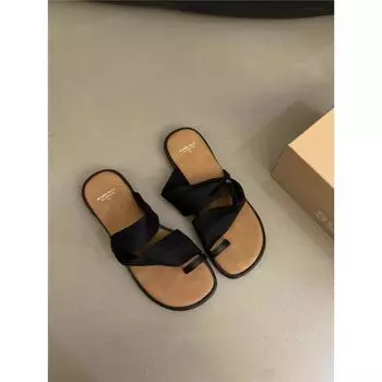 Трендовые брендовые нишевые леопардовые шлепанцы с открытым носком, женская летняя обувь, модный дизайн, плоская подошва, открытый носок, пляжный отдых, крутые шлепанцы 35