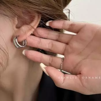 Трендовые двухслойные серьги-кольца 2022 года для женщин - Нишевый, Высококлассный дизайн