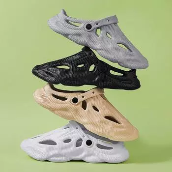 Трендовые дышащие летние мужские шлепанцы для отдыха на открытом воздухе, удобная повседневная обувь, мужские пляжные сандалии, мужские тапочки на плоской подошве белого цвета 39