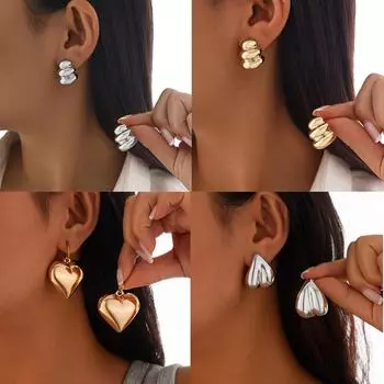 Трендовые геометрические серьги-дуги: Европейская и американская мода Love Design 3325 золотой