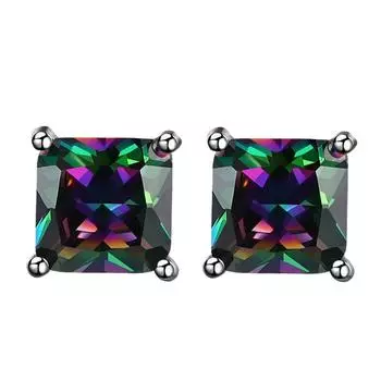 Трендовые индивидуальные красочные сверкающие квадратные серьги Простые высококачественные квадратные серьги с разноцветными камнями