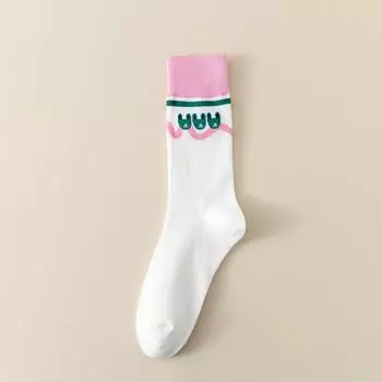 Трендовые красочные розовые носки с кроликами женские осенне-зимние парные носки из чистого хлопка, персонализированные модные дышащие подарочные носки