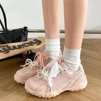 Трендовые кроссовки на платформе в стиле ретро с перламутровым белым цветом, женские, новинка 2025 года, повседневные, универсальные, спортивные кроссовки Forrest Gump 35 серебряный