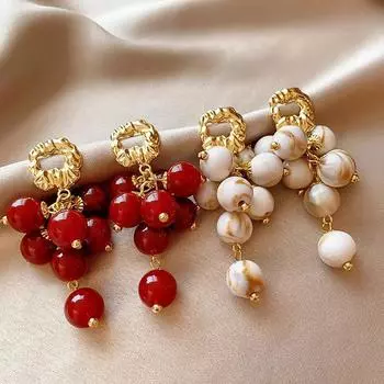 Трендовые круглые серьги-кисточки для женщин, преувеличенные круглые серьги-подвески, модные ювелирные изделия, подарок красный