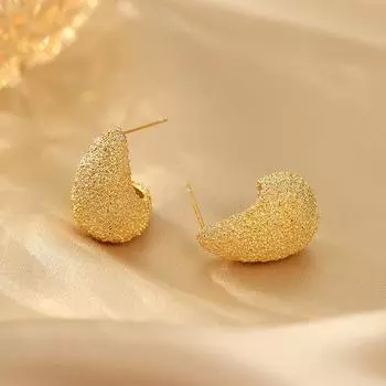 Трендовые модные металлические матовые серьги-клипсы с дизайном частиц, диски от комаров, легкая роскошь, преувеличенные, пусеты с серебряными иглами S925 18K