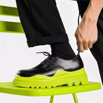 Трендовые модные мужские повседневные кожаные туфли, роскошные дизайнерские кроссовки на платформе для мужчин, туфли броги дерби, брендовые мужские туфли Martin черного цвета