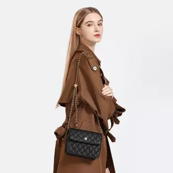 Трендовые, модные, универсальные, нишевые женские сумки, высококачественные и стильные сумки на цепочке, сумки через плечо на одно плечо, сумки в форме ромба чёрный