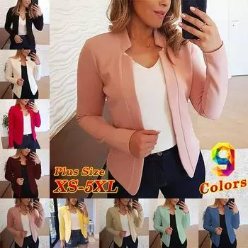 Трендовые модные женские пиджаки с длинными рукавами, однотонные офисные женские деловые костюмы, пальто больших размеров, женская одежда, 9 цветов XXXXXL белый