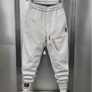 Трендовые мужские спортивные штаны-шаровары с эластичной талией - повседневный покрой в американском стиле XXXL чёрный