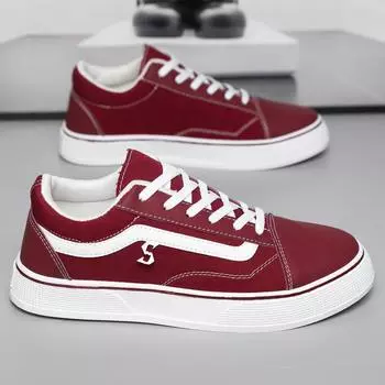 Трендовые низкие туфли, мужская обувь больших размеров, повседневная обувь, спортивная парусиновая обувь, универсальная обувь для отдыха на природе, студенческая осенняя обувь 39 красный