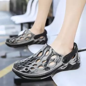 Трендовые полые сандалии мужские летние 2025 года новые спортивные уличные пляжные туфли на платформе повседневные дырчатые туфли 40