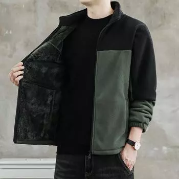 Трендовые повседневные флисовые пальто мужские весенне-зимние спортивные куртки с воротником-стойкой мужские флисовые кардиганы красивые толстовки с капюшоном XXXXXL зелёный