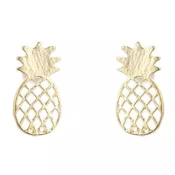 Трендовые простые полые нарисованные серьги-гвоздики в виде ананаса для женщин, геометрические украшения золотого цвета