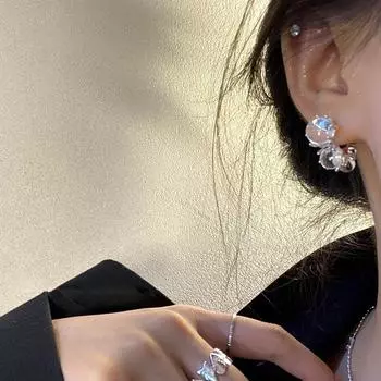 Трендовые прозрачные круглые серьги-гвоздики с шариками для женщин, серьги для девочек, ювелирные изделия