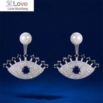 Трендовые серьги CAOSHI в форме глаз с искусственным жемчугом, ослепительные полностью выложенные кубическими цирконами, креативные украшения для вечеринок