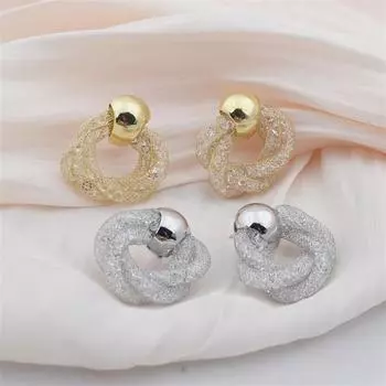 Трендовые серьги-гвоздики из металлической сетки с узлом ветряной мельницы и цветком для женщин, изысканная геометрия, золотые ювелирные аксессуары, серьги золотой