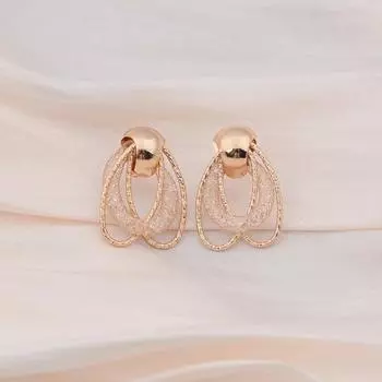 Трендовые серьги из металлической сетки с цирконием в форме цикады, висячие серьги для женщин, изысканная геометрия, ювелирные изделия золотого цвета, оптовая продажа, подарок для девочек золотой