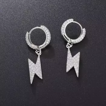 Трендовые серьги-обнимашки в стиле хип-хоп с кубическим цирконием, подвеска-молния для мужчин и женщин, серебряные антиаллергенные серьги, крутые ювелирные изделия бронзовый