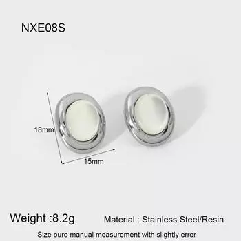 Трендовые серьги-пусеты из нержавеющей стали и смолы с белым кошачьим глазом, геометрической формы, с покрытием из 18-каратного золота, водонепроницаемые, женский подарок