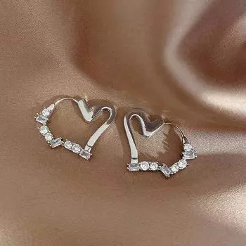 Трендовые серьги с вермикулитом для продвинутого темперамента, индивидуальные простые серьги Listel, холодный воздух, асимметрия, аксессуары для ушей Love серебряный