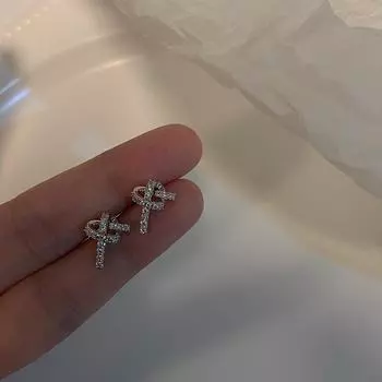 Трендовые серьги-узлы с цирконами 2025 года: Изысканный корейский стиль для женщин Knotted diamond earrings
