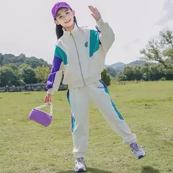 Трендовые спортивные костюмы-двойки для девочек 2025 года: Коллекция Весна и Осень 160cm